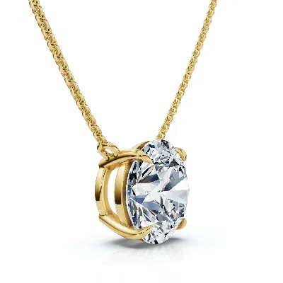 Pompeii3 1 1/2ct Round Cut Solitaire Diamond Pendant 14k Gold Women's 18" Chain Lab Grown