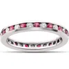 Pompeii3 1 1/2ct Ruby & Diamond Eternity Ring 14k White Gold In Purple