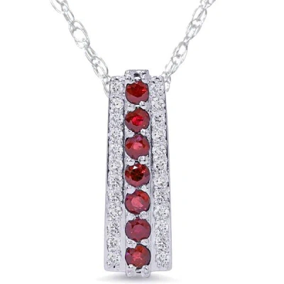 Pompeii3 1 1/2ct Ruby & Diamond Pendant 14 Karat White Gold 1" Tall In Multi