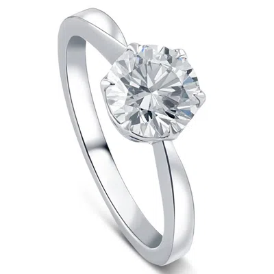 Pompeii3 1 1/2ct Solitaire Lab Grown Round Diamond Engagement Ring 14k Gold & Platinum In Silver