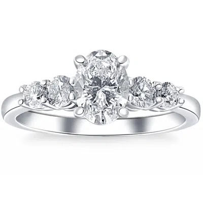 Pompeii3 1 1/2ct Tw Oval Cut Engagement Ring 14k White Gold Lab Grown