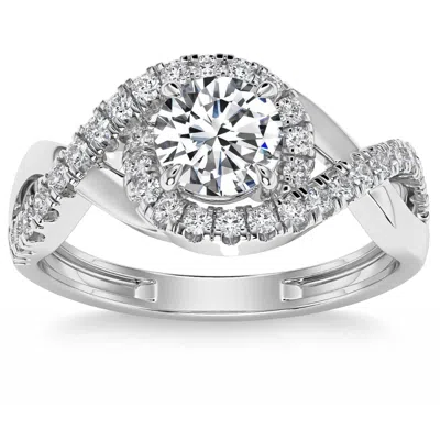Pompeii3 1 1/2ct Tw Twist Halo Diamond Engagement Ring (1ct Center) 14k Gold Lab Grown In Multi