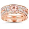 Pompeii3 1 1/2ct Vintage Diamond & Morganite Engagement Wedding Ring Set 14k Rose Gold In Multi