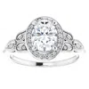 Pompeii3 1 1/3 Ct Oval Diamond Vintage Halo Engagement Ring 14k White Gold Lab Grown In Silver