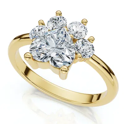 Pompeii3 1 1/3ct Cat Paw Shape Diamond Ring 14k Gold Lab Grown In Silver