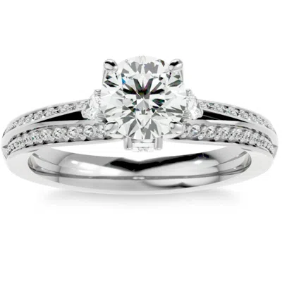 Pompeii3 1 1/3ct Diamond & Moissanite Accent Engagement Ring In 10k Gold In Silver