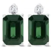 Pompeii3 1 1/3ct Green Tourmaline Diamond Studs 14k White Gold In Multi