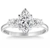 Pompeii3 1 1/3ct Marquise & Pear Shape Diamond 3 Stone Engagement Ring 14k Gold Lab Grown In Silver