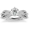 Pompeii3 1 1/3ct Moissanite & Diamond Multi Row Engagement Ring White Yellow Rose Gold In Silver