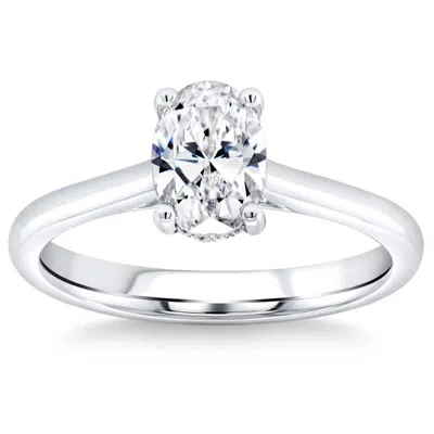 Pompeii3 1 1/3ct Oval Diamond Solitaire Engagement Ring In White Gold Lab Grown In Silver