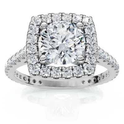 POMPEII3 1 1/3CT ROUND HALO DIAMOND ENGAGEMENT RING 14K GOLD LAB GROWN