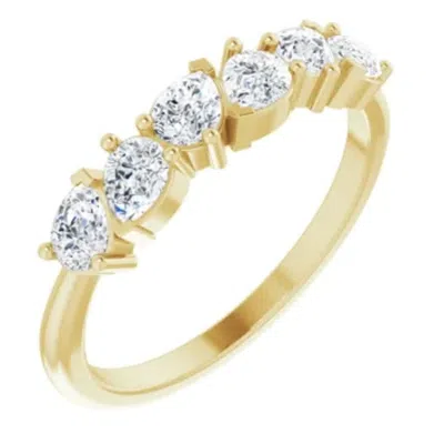 Pompeii3 1 1/3ctpear Shaped Diamond Anniversary Band 14k Gold Lab Grown In Orange
