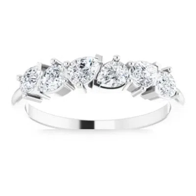 Pompeii3 1 1/3ctpear Shaped Diamond Anniversary Band 14k Gold Lab Grown In Silver