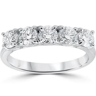 Pompeii3 1 1/4 Ct 5-stone Diamond Trellis Anniversary Ring 14k White Gold In Metallic