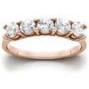 Pompeii3 1 1/4 Ct 5 Stone Round Cut Diamond Wedding Anniversary Ring 14k Rose Gold In Multi
