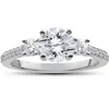 Pompeii3 1 1/4 Ct Round Diamond 3-stone Lab Created Eco Friendly Engagement Ring White Gold In Silver