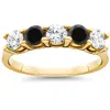 Pompeii3 1 1/4ct Black & White Diamond 5 Stone Wedding Ring 10k Yellow Gold In Multi