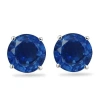 Pompeii3 1 1/4ct Blue Sapphire Studs Earrings 14k White Gold In Multi