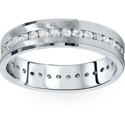Pompeii3 1 1/4ct Channel Set Diamond Brushed Ring 14k White Gold In Silver