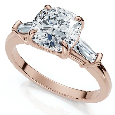Pompeii3 1 1/4ct Cushion & Baguette Diamond Engagement Ring 14k Gold/platinum Lab Grown In Metallic