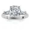 Pompeii3 1 1/4ct Cushion & Baguette Diamond Engagement Ring 14k Gold/platinum Lab Grown In Metallic