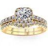 Pompeii3 1 1/4ct Diamond Cushion Halo Engagement Wedding Ring Set 10k Yellow Gold In Multi