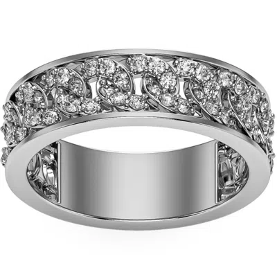 Pompeii3 1 1/4ct Diamond Ring Men's Curb Chain Band In 10k White, Yellow, Or Rose Gold In Silver