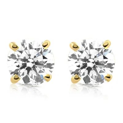 Pompeii3 1 1/4ct Diamond Studs 14k Yellow Gold In Metallic