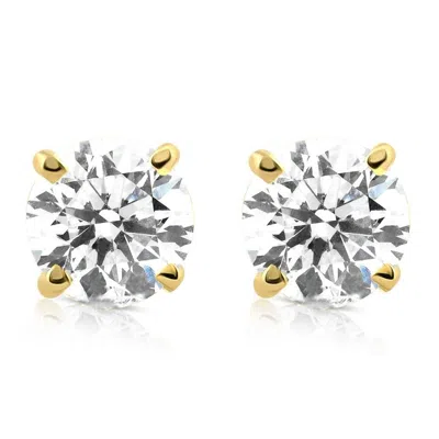 Pompeii3 1 1/4ct Diamond Studs 14k Yellow Gold In Silver