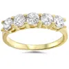 Pompeii3 1 1/4ct Diamond Wedding 14k Yellow Gold Anniversary Ring 5-stone High Polished In Multi