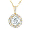 Pompeii3 1 1/4ct Halo Diamond Moissanite Pendant Necklace 18" 14k Yellow Gold (1/3" Tall) In Multi
