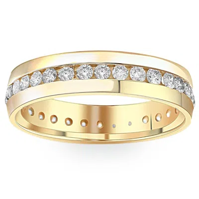 Pompeii3 1 1/4ct Mens Diamond Channel Set Eternity Ring 14k Yellow Gold In Silver