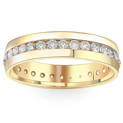 Pompeii3 1 1/4ct Mens Diamond Channel Set Eternity Ring 14k Yellow Gold Size Selectable