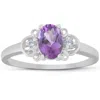 Pompeii3 1 1/4ct Oval Amethyst & Diamond Ring 14k White Gold In Multi