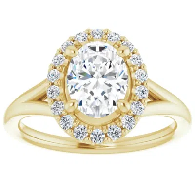 Pompeii3 1 1/4ct Oval Diamond Engagement Ring 14k Yellow Gold Halo Band Enhanced In Multi