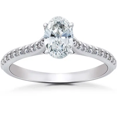 Pompeii3 1 1/4ct Oval Diamond Engagement Ring Solitaire 14k White Gold In Multi