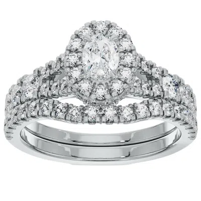 Pompeii3 1 1/4ct Oval Halo Diamond Engagement Wedding Ring Set In White Or Yellow Gold In Multi