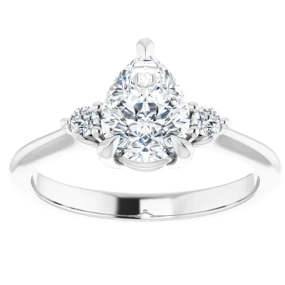 Pompeii3 1 1/4ct Pear Shape Lab Grown Diamond Engagement Ring White Yellow Or Rose Gold In Silver