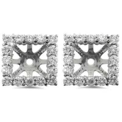 Pompeii3 1 1/4ct Princess Cut Diamond Halo Earring Jackets White Gold (5.5-6mm) In Silver