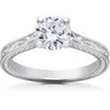 Pompeii3 1 1/4ct Round Vintage Solitaire Lab Grown Diamond Engagement Ring 14k Gold In Silver