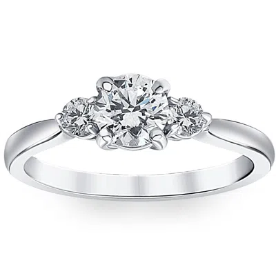 Pompeii3 1 1/4ct Three Stone Diamond (3/4ct Center) Engagement Ring White Or Yellow Gold In Multi