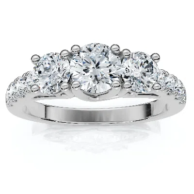 Pompeii3 1 1/4ct Three Stone Diamond Engagement Ring 14k Gold Or Platinum Lab Grown In Metallic