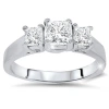 Pompeii3 1 1/4ct Three Stone Diamond Ring 14k White Gold In Silver