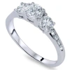 Pompeii3 1 3/4ct Three Stone Round Diamond Engagement Ring 14k White Gold In Multi