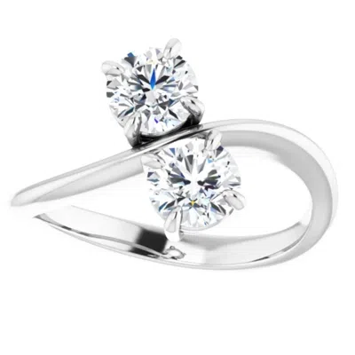 Pompeii3 1 1/4ct Tw Two Stone Lab Grown Diamond Anniversary Engagement Ring 14k Gold In Silver