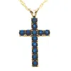 Pompeii3 1 1/5 Ct Genuine Blue Sapphire Cross Pendant Necklace 18" Yellow Gold 1" Tall In Multi