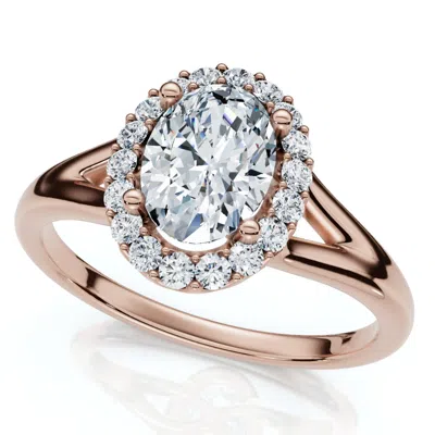 Pompeii3 1 1/5ct Oval Diamond Halo Engagement Ring 14k Gold Lab Grown In Multi