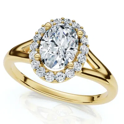 Pompeii3 1 1/5ct Oval Diamond Halo Engagement Ring 14k Gold Lab Grown In Purple