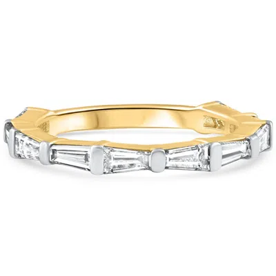 Pompeii3 1 1/5ct Tapered Baguette Diamond Wedding Ring 14k Gold Lab Grown In Silver