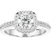 Pompeii3 1 1/6ct Moissanite & Diamond Cushion Halo Engagement Ring White Or Yellow Gold In Multi
